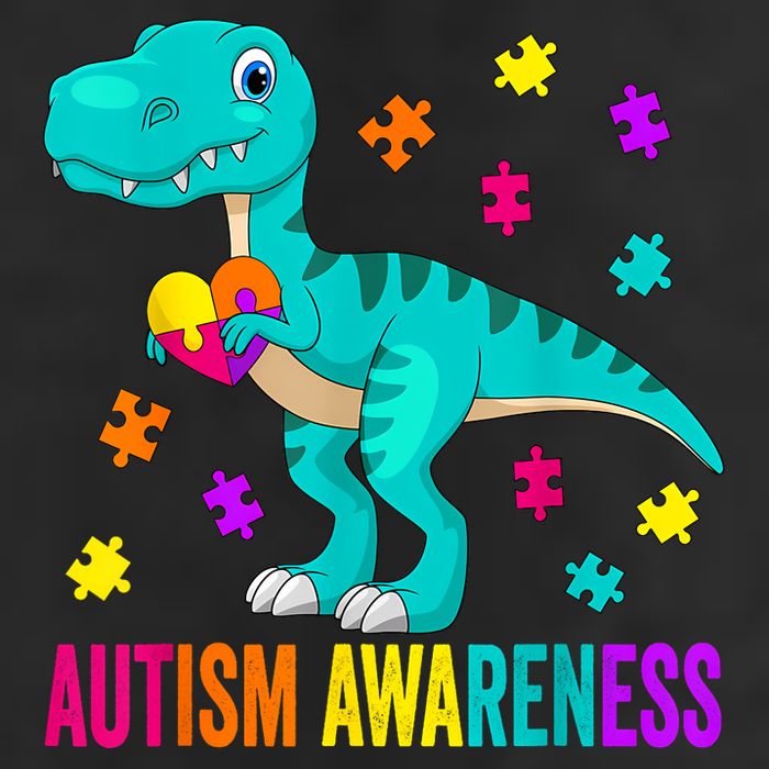 Autism Awareness Dinosaur Colorful Autism Puzzle Pieces Beanie
