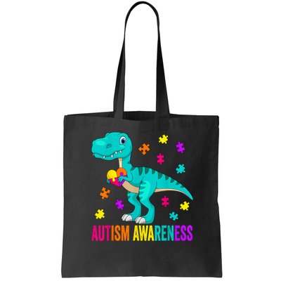 Autism Awareness Dinosaur Colorful Autism Puzzle Pieces Bag