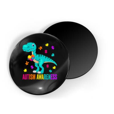 Autism Awareness Dinosaur Colorful Autism Puzzle Pieces Magnet