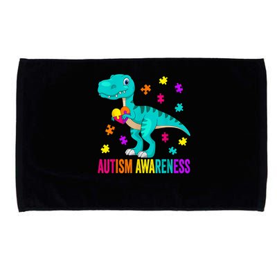 Autism Awareness Dinosaur Colorful Autism Puzzle Pieces Microfiber Hand Towel