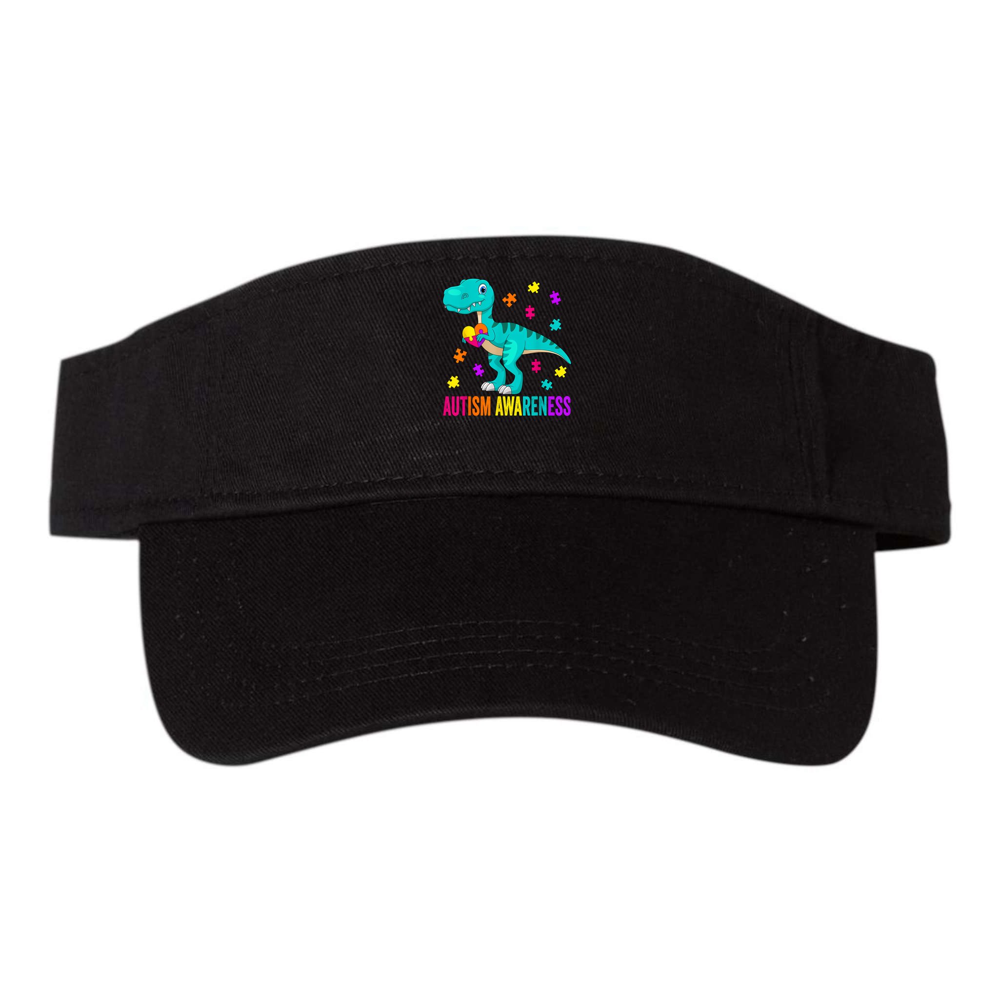 Autism Awareness Dinosaur Colorful Autism Puzzle Pieces Visor