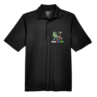 Autism Awareness Dinosaur Papasaurus Papa Men's Origin Performance Pique Polo