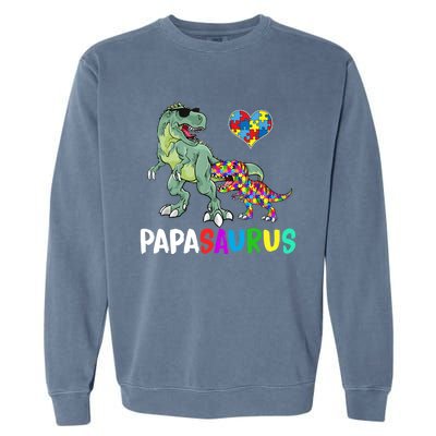 Autism Awareness Dinosaur Papasaurus Papa Garment-Dyed Sweatshirt