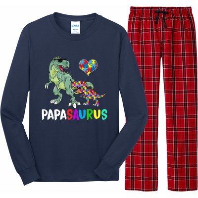 Autism Awareness Dinosaur Papasaurus Papa Long Sleeve Pajama Set