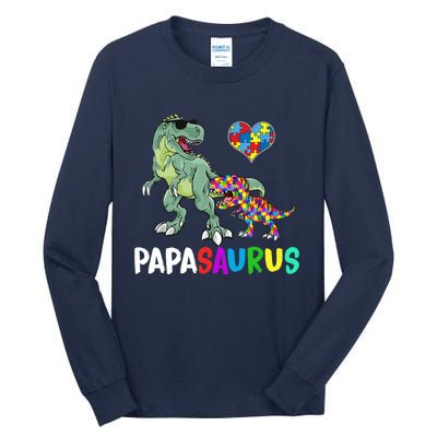 Autism Awareness Dinosaur Papasaurus Papa Tall Long Sleeve T-Shirt