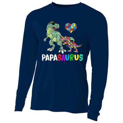 Autism Awareness Dinosaur Papasaurus Papa Cooling Performance Long Sleeve Crew