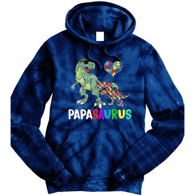 Autism Awareness Dinosaur Papasaurus Papa Tie Dye Hoodie