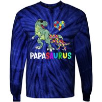 Autism Awareness Dinosaur Papasaurus Papa Tie-Dye Long Sleeve Shirt