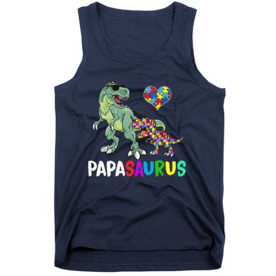 Autism Awareness Dinosaur Papasaurus Papa Tank Top