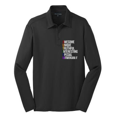 Autism Awesome Definition Silk Touch Performance Long Sleeve Polo