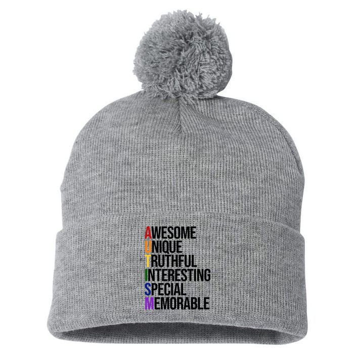 Autism Awesome Definition Pom Pom 12in Knit Beanie