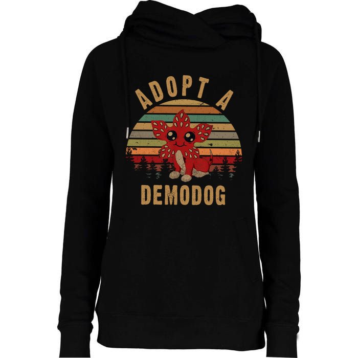 Adopt A Demodog Hell Fire Club Vintage Trending Upside Down Stranger Womens Funnel Neck Pullover Hood