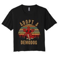 Adopt A Demodog Hell Fire Club Vintage Trending Upside Down Stranger Women's Crop Top Tee