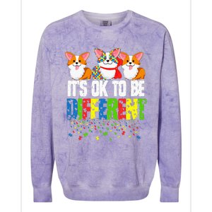 Autism Awareness Day Corgi It's Ok To Be Different Colorblast Crewneck Sweatshirt