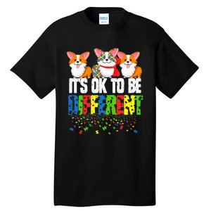 Autism Awareness Day Corgi It's Ok To Be Different Tall T-Shirt