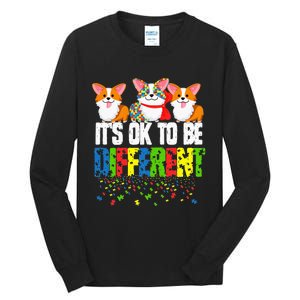 Autism Awareness Day Corgi It's Ok To Be Different Tall Long Sleeve T-Shirt