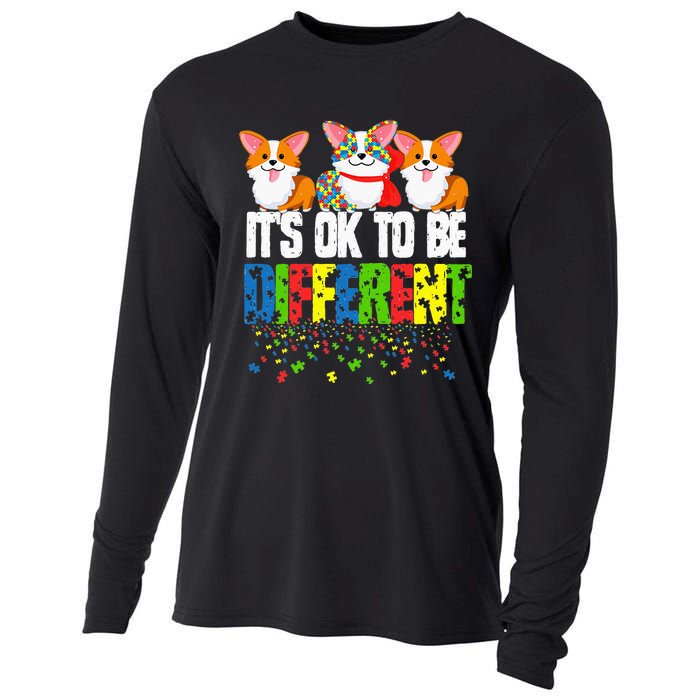 Autism Awareness Day Corgi It's Ok To Be Different Cooling Performance Long Sleeve Crew