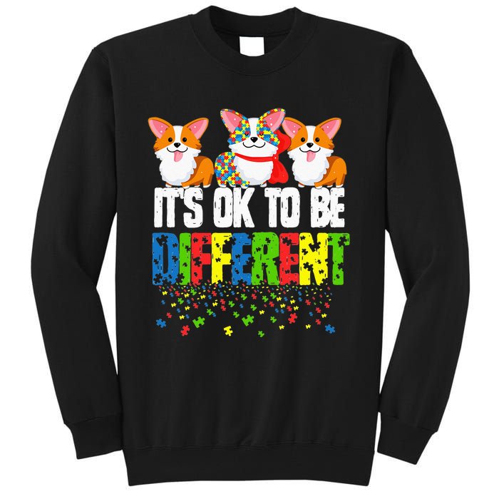 Autism Awareness Day Corgi It's Ok To Be Different Tall Sweatshirt