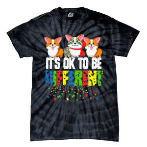 Autism Awareness Day Corgi It's Ok To Be Different Tie-Dye T-Shirt