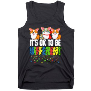 Autism Awareness Day Corgi It's Ok To Be Different Tank Top