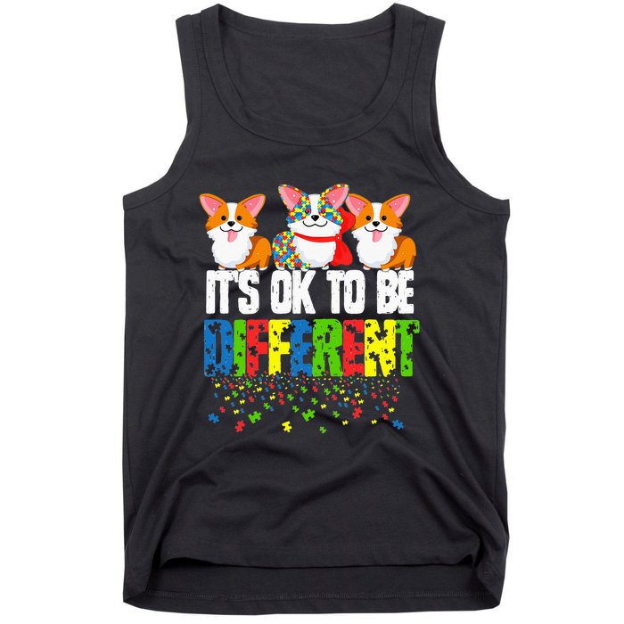 Autism Awareness Day Corgi It's Ok To Be Different Tank Top