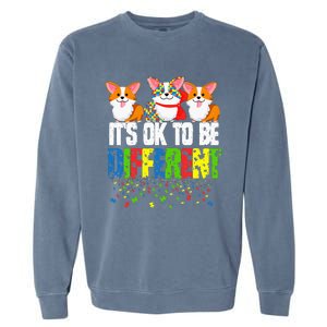 Autism Awareness Day Corgi It's Ok To Be Different Garment-Dyed Sweatshirt