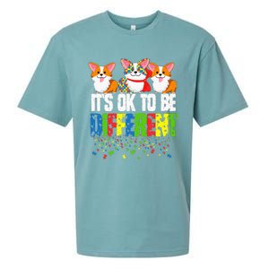 Autism Awareness Day Corgi It's Ok To Be Different Sueded Cloud Jersey T-Shirt