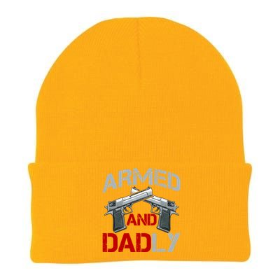 Armed And Dadly Funny Fathers Day Knit Cap Winter Beanie