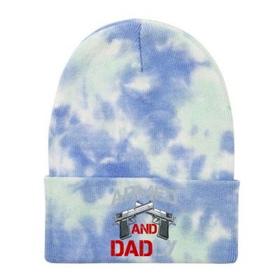 Armed And Dadly Funny Fathers Day Tie Dye 12in Knit Beanie