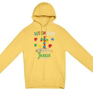 Autism Awareness Dads Do Their Best Jesus Do Rest Cross Puzzle Premium Pullover Hoodie