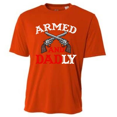 Armed And Dadly Funny Fathers Day Cooling Performance Crew T-Shirt