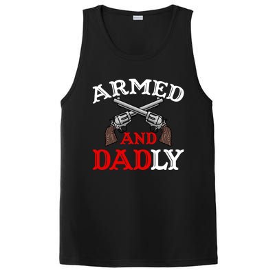 Armed And Dadly Funny Fathers Day PosiCharge Competitor Tank