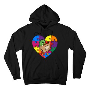 Autism Awareness Duck Heart ValentineS Day Puzzle Piece Hoodie