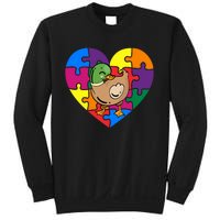 Autism Awareness Duck Heart ValentineS Day Puzzle Piece Sweatshirt