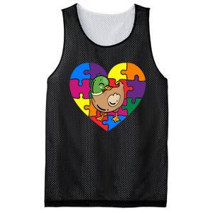 Autism Awareness Duck Heart ValentineS Day Puzzle Piece Mesh Reversible Basketball Jersey Tank