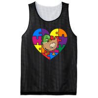 Autism Awareness Duck Heart ValentineS Day Puzzle Piece Mesh Reversible Basketball Jersey Tank