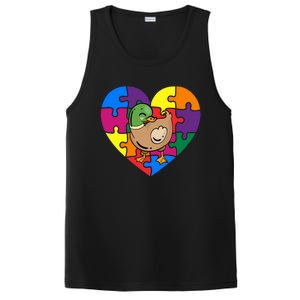 Autism Awareness Duck Heart ValentineS Day Puzzle Piece PosiCharge Competitor Tank