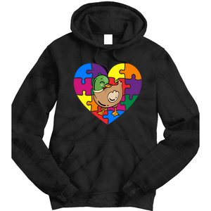 Autism Awareness Duck Heart ValentineS Day Puzzle Piece Tie Dye Hoodie