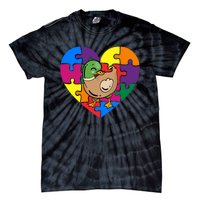 Autism Awareness Duck Heart ValentineS Day Puzzle Piece Tie-Dye T-Shirt