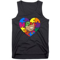 Autism Awareness Duck Heart ValentineS Day Puzzle Piece Tank Top