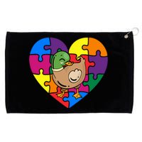 Autism Awareness Duck Heart ValentineS Day Puzzle Piece Grommeted Golf Towel