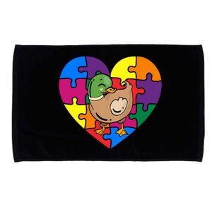 Autism Awareness Duck Heart ValentineS Day Puzzle Piece Microfiber Hand Towel