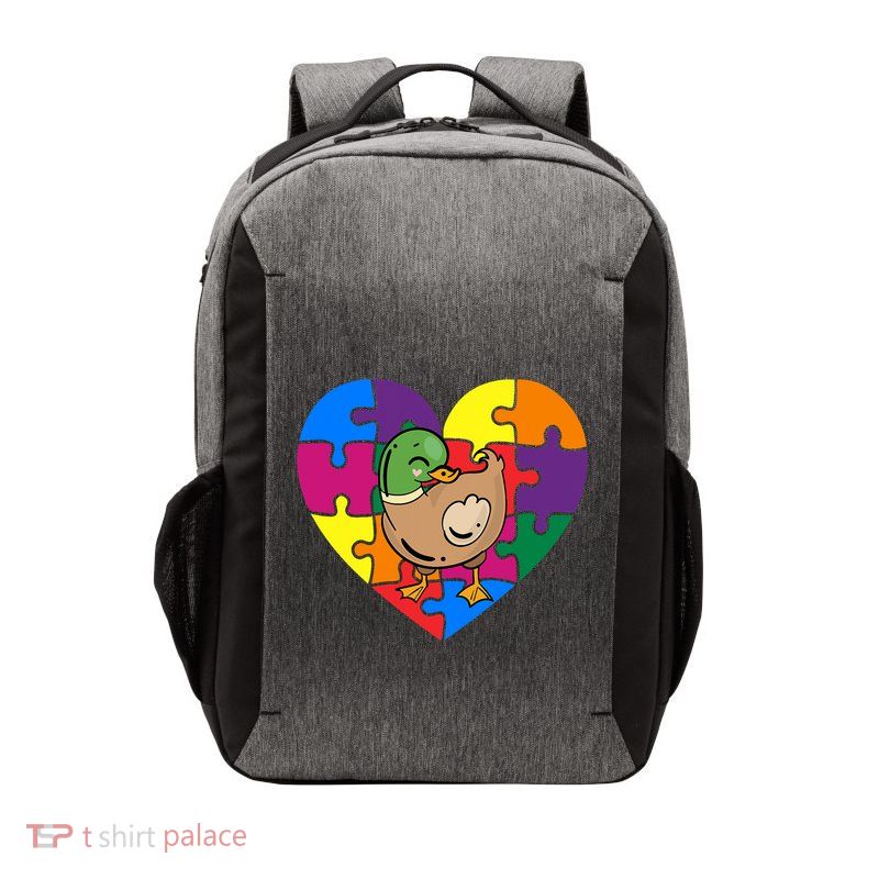Autism Awareness Duck Heart ValentineS Day Puzzle Piece Vector Backpack