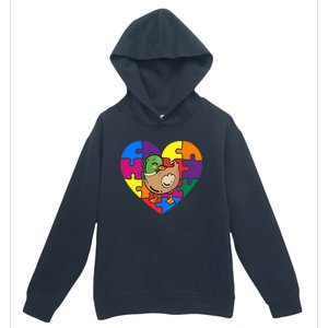 Autism Awareness Duck Heart ValentineS Day Puzzle Piece Urban Pullover Hoodie