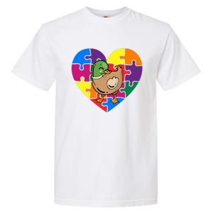 Autism Awareness Duck Heart ValentineS Day Puzzle Piece Garment-Dyed Heavyweight T-Shirt