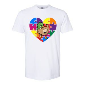 Autism Awareness Duck Heart ValentineS Day Puzzle Piece Softstyle CVC T-Shirt