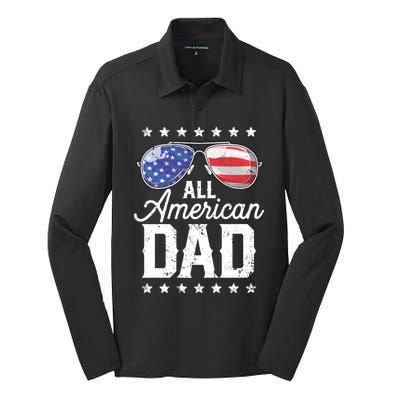 All American Dad 4th Of July FatherS Day Sunglasses Family Silk Touch Performance Long Sleeve Polo