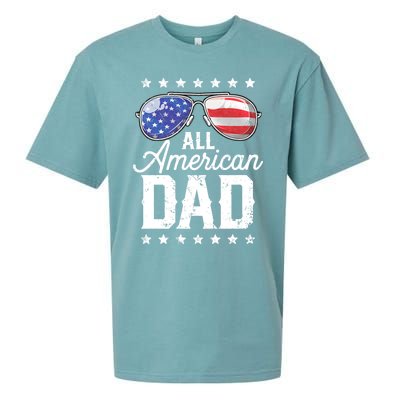 All American Dad 4th Of July FatherS Day Sunglasses Family Sueded Cloud Jersey T-Shirt