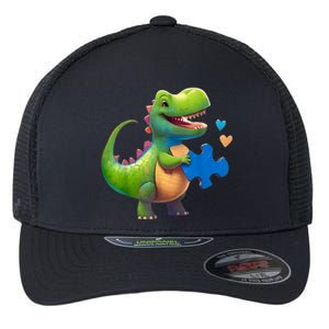 Autism Awareness Dinosaur Puzzle Piece Love Autistic Support Flexfit Unipanel Trucker Cap