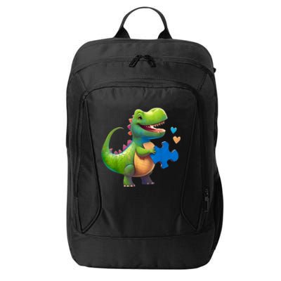 Autism Awareness Dinosaur Puzzle Piece Love Autistic Support City Backpack